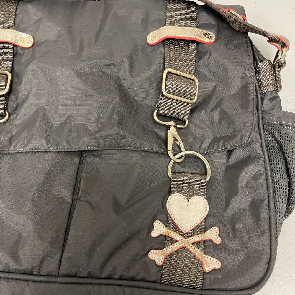 Tokidoki olive khaki computer messenger bag gold leather heart keychain skull - Picture 12 of 16